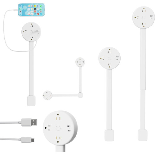 可伸缩插线板 带USB-C/USB-A和3孔插座 1.2米