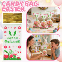 Sachets de Pâques en cellophane avec attaches torsadées (100 pièces)