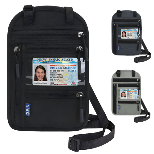 Travel Neck Wallet with RFID Blocking and Waterproof Design