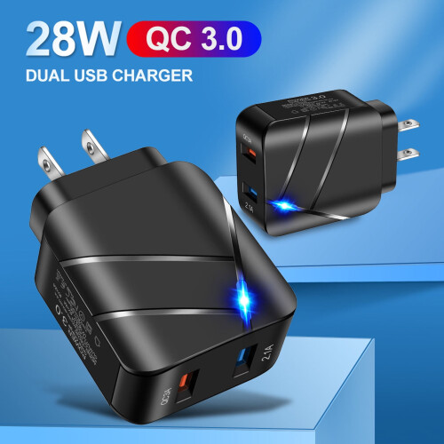 USB-lader 28W hurtigladeadapter for vegg