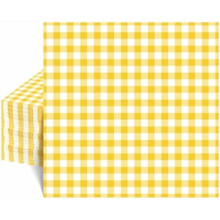 Tovaglioli di carta a quadretti, gialli e bianchi, 6,5x6,5 pollici, 80 pezzi