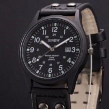 Men's leather strap quartz watch rose gold AW1351-56W