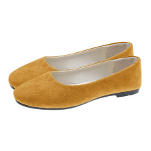 Sapatilhas de camurça femininas estilo coreano com bico quadrado, cor amarela.