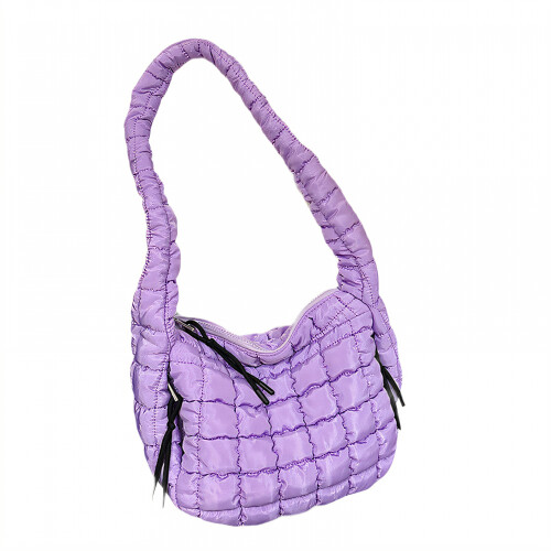 Bolsa Tote Acolchoada Roxa com Design Luxuoso e Moderno