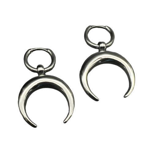 Brincos de argola em formato de lua com design em C para mulheres (2 peças)