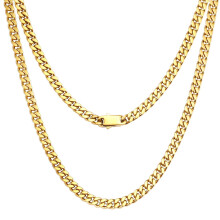 Collier chaîne cubaine en argent 925 plaqué or 18 carats, 3,5 mm