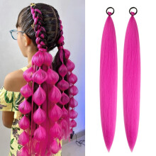 Paquete de extensiones de coleta trenzada rosa fucsia con lazo elástico