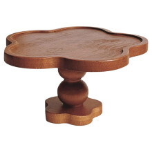 Taartstandaard van acaciahout met kantmotief, 1 stuk, 19 x 19 x 9 cm