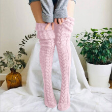 Harige fleece huissokken voor dames, lichtroze (1 paar)