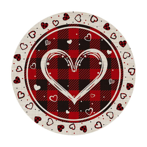 Valentinsdag hjerteformet bordmatte rund 14 tommer