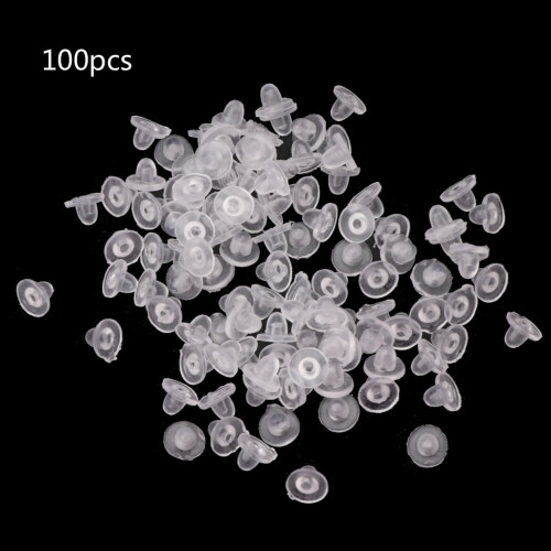 Cuscinetto per orecchini trasparente, clip in plastica, supporto per orecchini