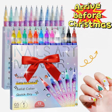 12 Colors Nail Art Pens Set, Nail Art Markers for Gel Nails, Nail Art Pens for Painting Nails, DIY Manicure Tools,Birthday Holiday Gifts for Women