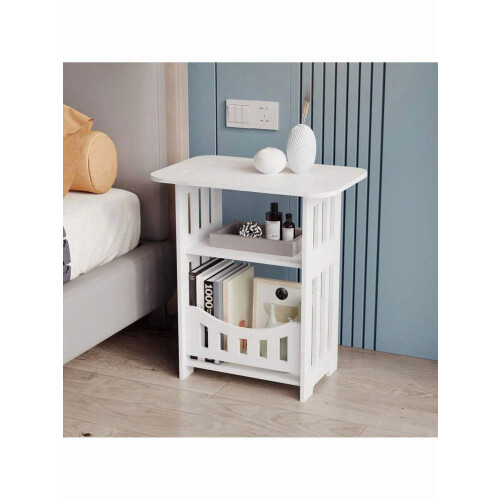 Bedside Table Double Deck Modern Storage 2-Tier