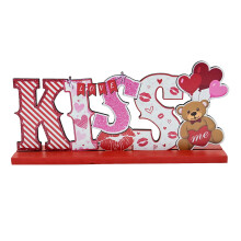 Décoration de bureau en bois pour la Saint-Valentin KISS LOVE 10x5.9