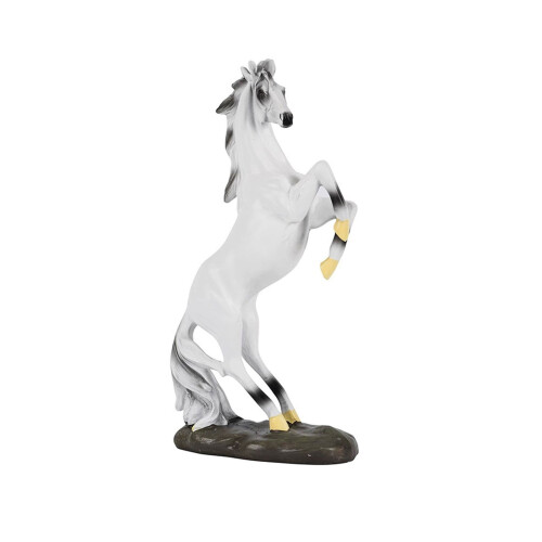 Statue de cheval debout blanche, sculpture décorative de 33,5 cm (13,2 pouces).