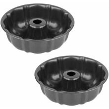 9.5" Non-stick Fluted Tube Cake Pan, Heavy Duty Carbon Steel Buntz/Pound Cake Mold – 2 PCS, Compatible with Jello, Gelatin, Chocoflan, Flan