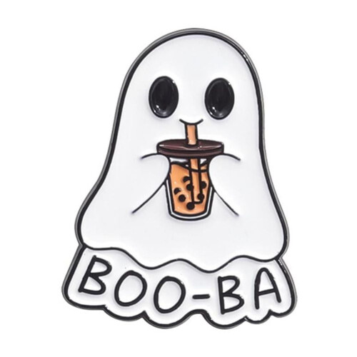 Broche fantasma con temática de comida, esmalte blanco, 1 pieza 2
