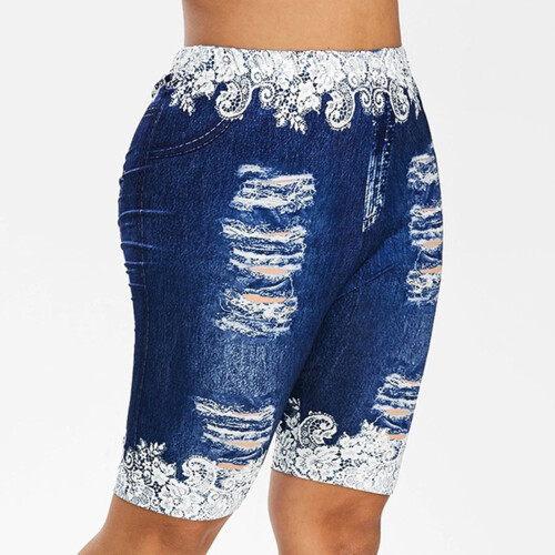 Női plus size farmer rövidnadrág kék M 1