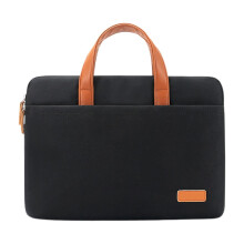 Zwarte laptophoes voor apparaten van 15,6–16 inch, gemaakt van polyester.