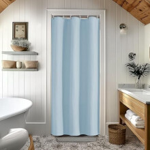 Duschvorhang-Set Gletscherblau, 91 x 183 cm, Waffelgewebe, 230 g/m²
