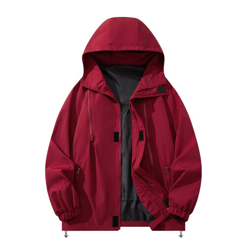 Giacca utility da uomo impermeabile e antivento con cappuccio e 2