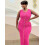 Midikjole med knapper foran rosa medium 3