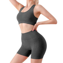 Conjunto de yoga gris oscuro para mujer, de nailon transpirable, 1 conjunto.