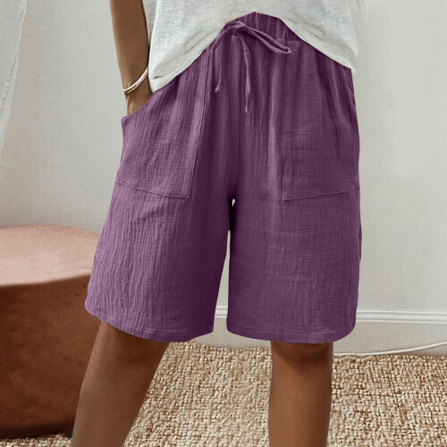 Damen-Bermudashorts, einfarbig, lässig, 1 Paar 1