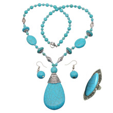 Ensemble collier et boucles d'oreilles turquoise, bijoux gothiques vintage