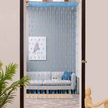 Cortina transparentă cu șiruri de inimă, model Love Heart, 50x200cm, albastră
