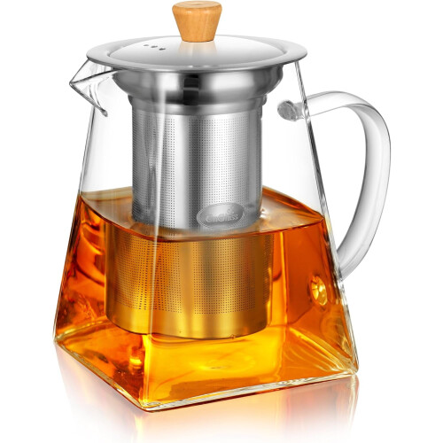 Üveg teáskanna kivehető filterrel 1100ml