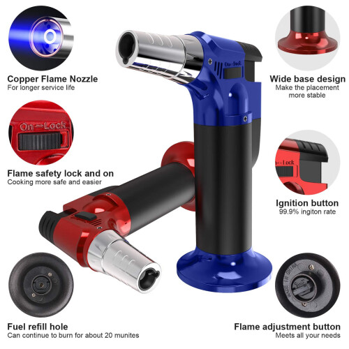 Torche à butane rechargeable avec verrouillage de sécurité (lot de 2) 2