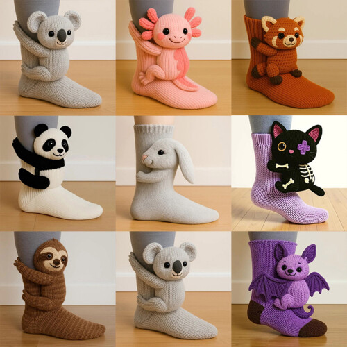 Chaussettes Koala en maille coton chaud d'hiver unisexe 2