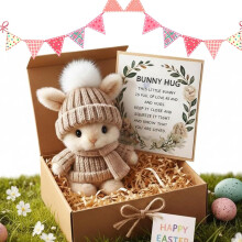 Mini-Hasen-Plüschtier mit inspirierender Karte – Ostergeschenk