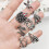 Set di anelli da donna in stile punk retrò con design a serpente e drago, colore argento. 2