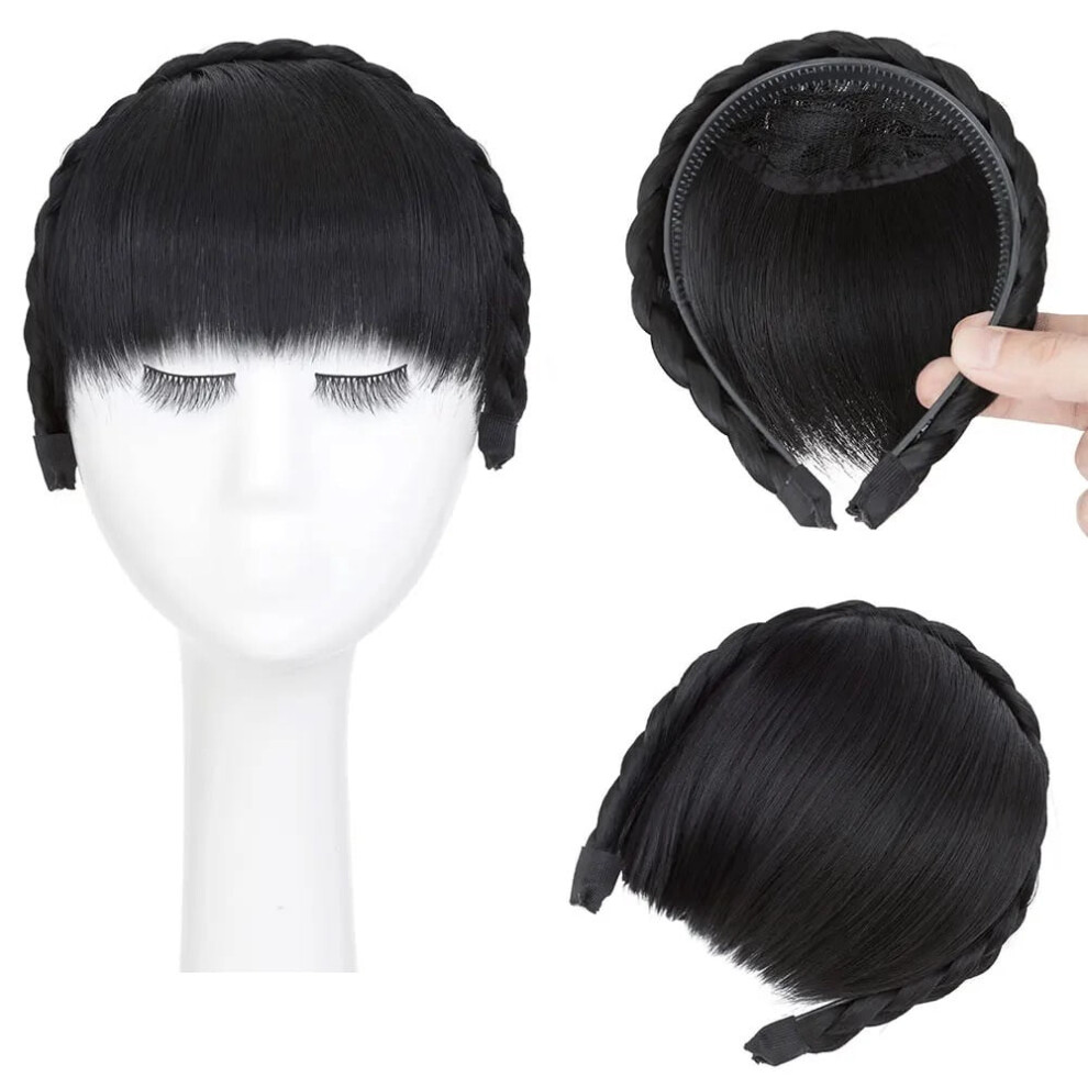 Synthetic Hair Braid Headband with Bangs, 1 piece