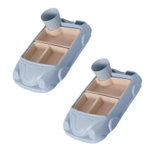 Ensemble de 2 assiettes et couverts pour bébé en forme de voiture