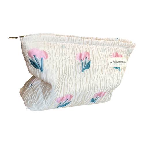 Make-uptasje van canvas met ritssluiting voor dames, wit (tulpenkleur). 2