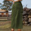 Dames denim cargo rok legergroen hoge taille elastische pasvorm 6