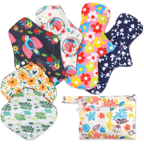 Reusable Menstrual Pads with Wings Set 6 pcs