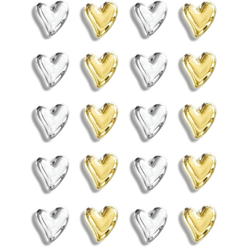 Heart Fridge Magnets Silver Gold 20 pcs