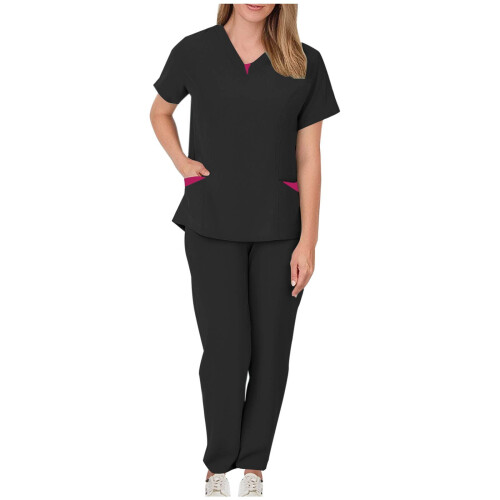 Women's Jogger Scrubs Set Black M