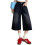 Sorte, cropped denimshorts til kvinder med vide ben 5
