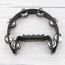 Half Moon Tambourine Black Plastic Frame Metal Jingles