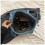Borsa tote da donna in denim nero con coulisse 5