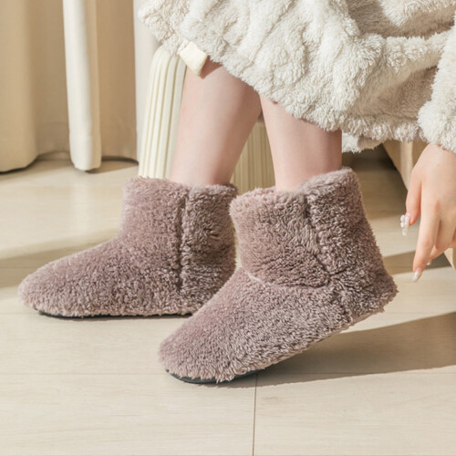 Pantofole da donna alte in cotone, morbide, taglie 39-41 1