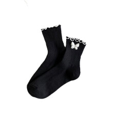 Chaussettes mi-mollet à nœud pour femmes, rose clair, douces et respirantes
