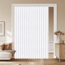 Blackout Magnetic Door Curtain with Tracks 72"W x 79"L White