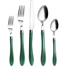 Ensemble de couverts en acier inoxydable vert foncé, style rétro, 20 pièces
