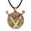 colar antigo com pingente de espada dupla viking em ouro 2
